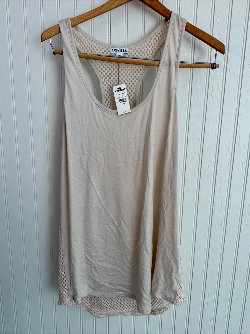 Express Cream Mesh-Back Tank Top Size L NWT